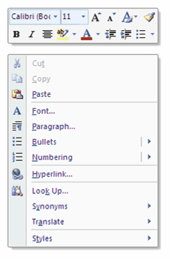 Word 2007 toolbars